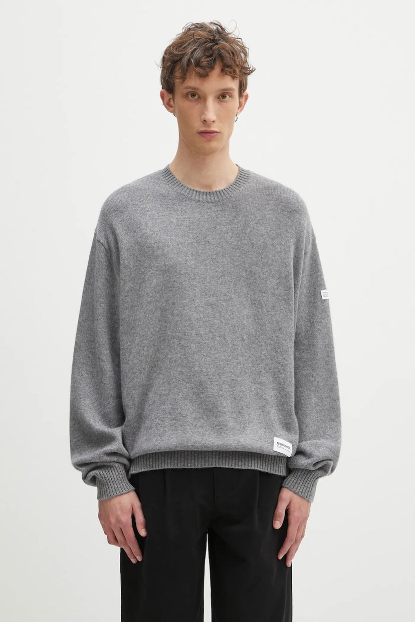 Sweater Neighborhood NEIGHBORHOOD Cashmere Crewneck Sweater Grå | 242NGNH.KNM01