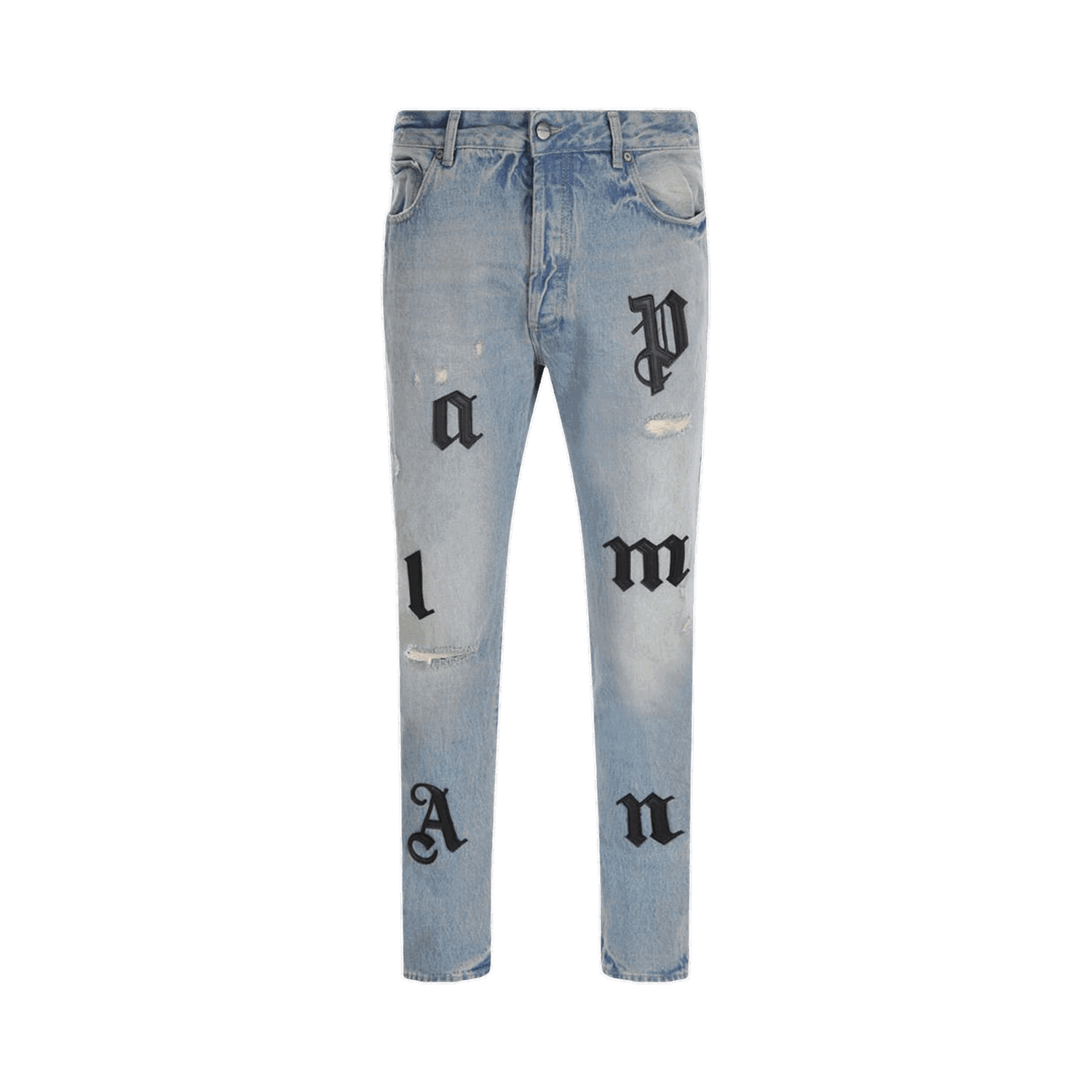 Jeans Palm Angels Logo Patch Classic 5 Pocket Jeans Blå | PMYA033F22DEN0034510, 0