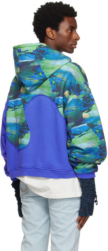Sweatshirt ERL Paneled Graphic Hoodie Blå | ERL06T038, 2
