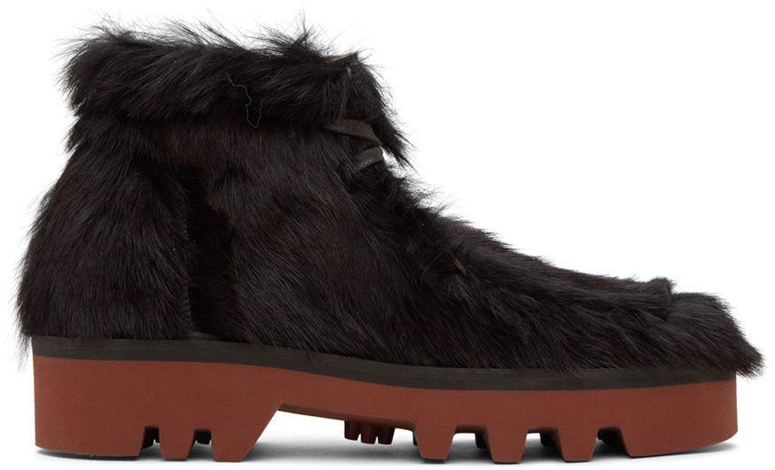 Tøj Dries Van Noten Dries Van Noten Hair-On Leather Boots Sort | MS232-740-312, 0