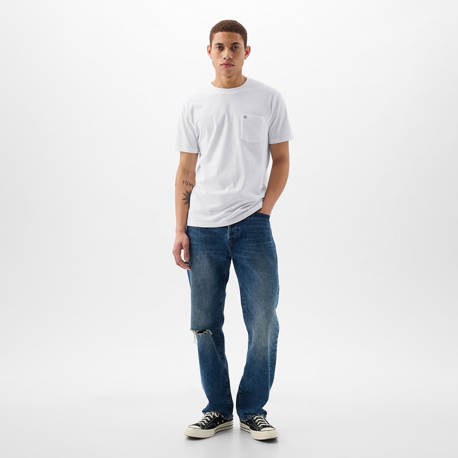 T-shirt GAP Pocket Micro Logo Tee Optic White V6 Hvid | 857901-04, 1