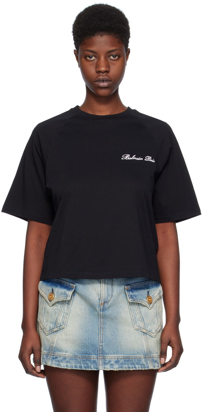 T-shirt Balmain Signature T-Shirt Sort | CF1EG085BC68, 0