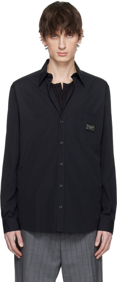 Skjorte Dolce & Gabbana Black Martini-Fit Shirt Sort | G5JG4TFU5U8, 4