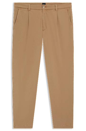 Bukser BOSS Tapered-Fit Stretch Twill Trousers Beige | 50546894