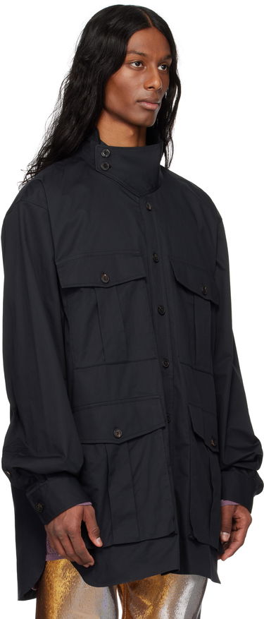 Skjorte Dries Van Noten Dries Van Noten Twill Overshirt Sort | 251-020731-1147, 1