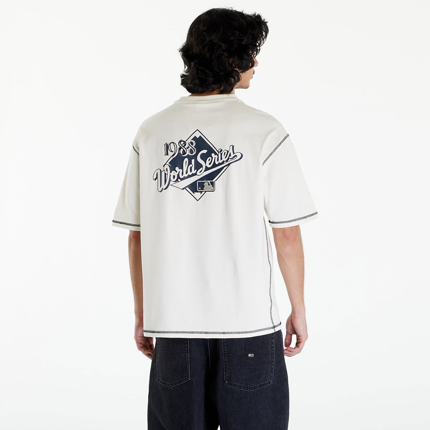 T-shirt New Era LA Dodgers MLB World Series Oversized T-Shirt UNISEX Off White/ Navy Hvid | 60435464, 1