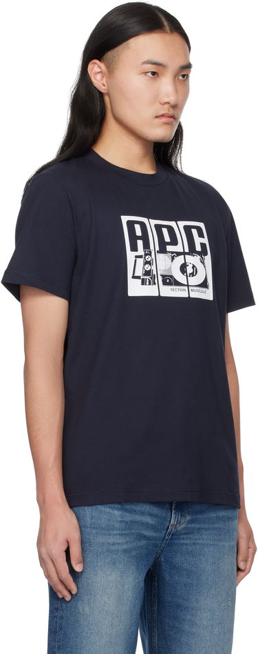 T-shirt A.P.C. Graphic Print Cotton T-Shirt Mørkeblå | COBQX-M26485, 1
