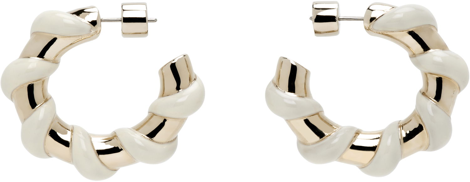 Øreringe LANVIN Lanvin Melodie Candy Twisted Hoop Earrings Hvid | AW-CJFBO5-ENCY-P25, 0