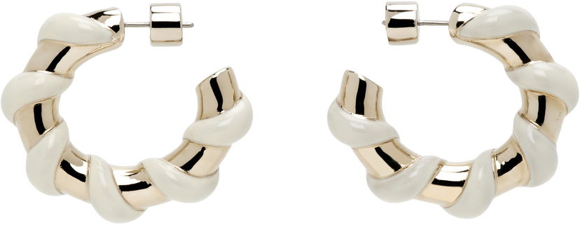 Øreringe LANVIN Lanvin Melodie Candy Twisted Hoop Earrings Hvid | AW-CJFBO5-ENCY-P25