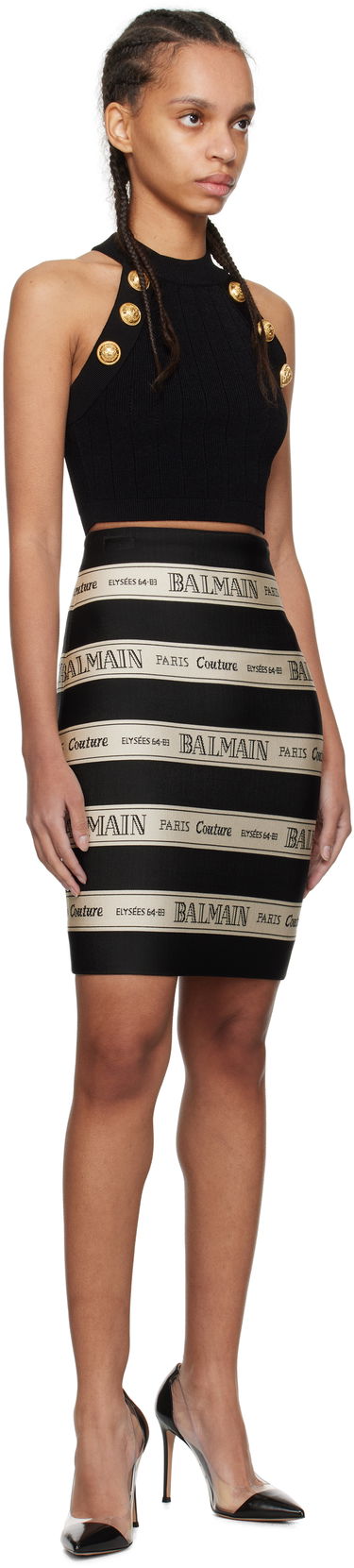 Nederdel Balmain Balmain Jacquard Miniskirt Sort | EF1LC245JJ95, 3