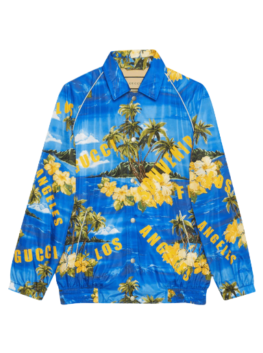 Jakke Gucci Printed Nylon Jacket Blå | 694137 ZAJI0 4216