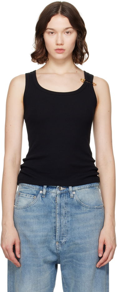 Tanktop Versace Versace Safety Pin Ribbed Tank Top Sort | 1020463_1A15333, 0