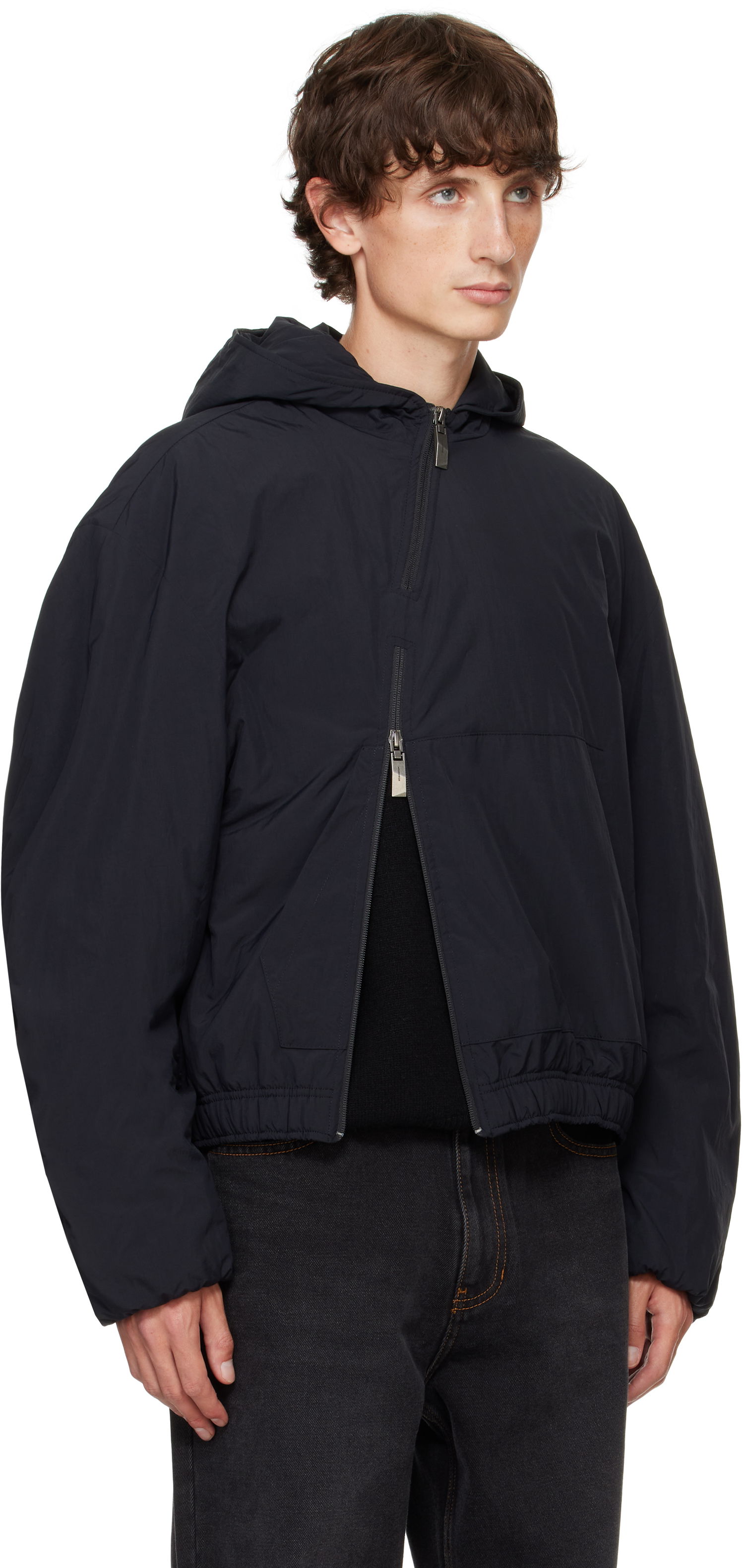 Puffer jakke ADER ERROR Hooded Asymmetrical Zip Jacket Sort | BN01FWJK1302BK, 1