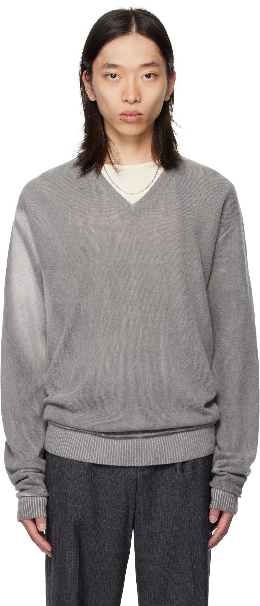 Sweater OUR LEGACY Our Legacy Parallel V-Neck Sweater Grå | M4253PGS