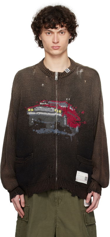 Sweater Maison MIHARA YASUHIRO Maison MIHARA YASUHIRO Car Jacquard Knit Zip Cardigan Brun | A14CD511, 0