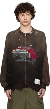 Maison MIHARA YASUHIRO Car Jacquard Knit Zip Cardigan