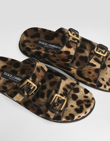 Tilbehør Dolce & Gabbana Dolce & Gabbana Velvet Animal Print Sliders Brun | CQ0632A6L97HY13M, 3