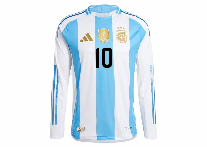 Jersey adidas Originals Argentina 2024/25 Long Sleeve Messi Home Authentic Jersey White/Blue Burst Blå | JN1508