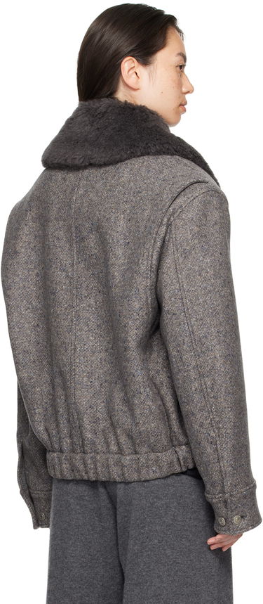 Bomberjakke Stella McCartney Wool Trimmed Jacket Grå | 6601003EJ670, 2
