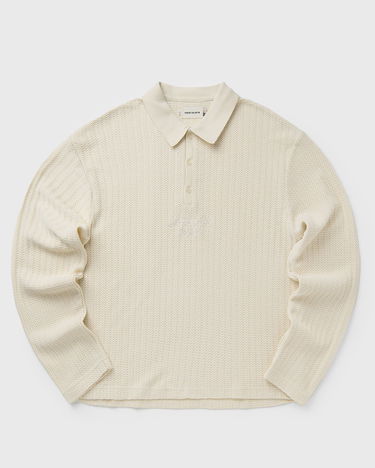 Polo skjorte Honor The Gift Textured Long Sleeve Knit Polo Beige | HTG250340-BONE, 0