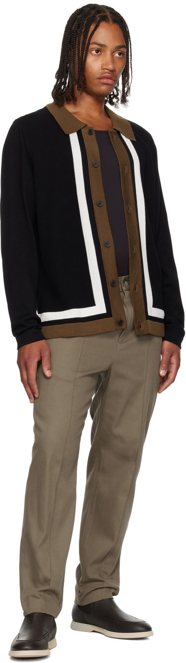 Sweater BOSS Striped Button-Up Sweater Sort | 50543770, 4