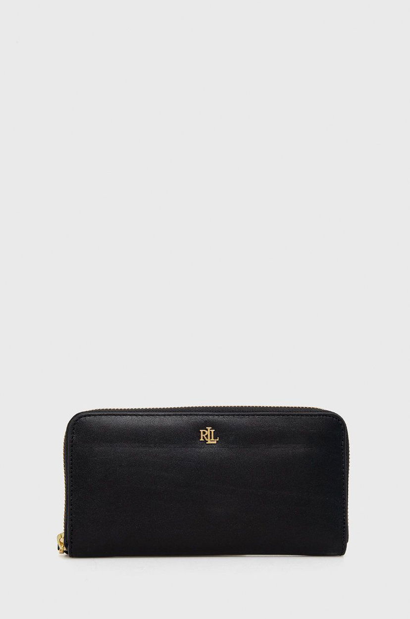Tegnebog Polo by Ralph Lauren Leather Zip Around Wallet Sort | 432876730003