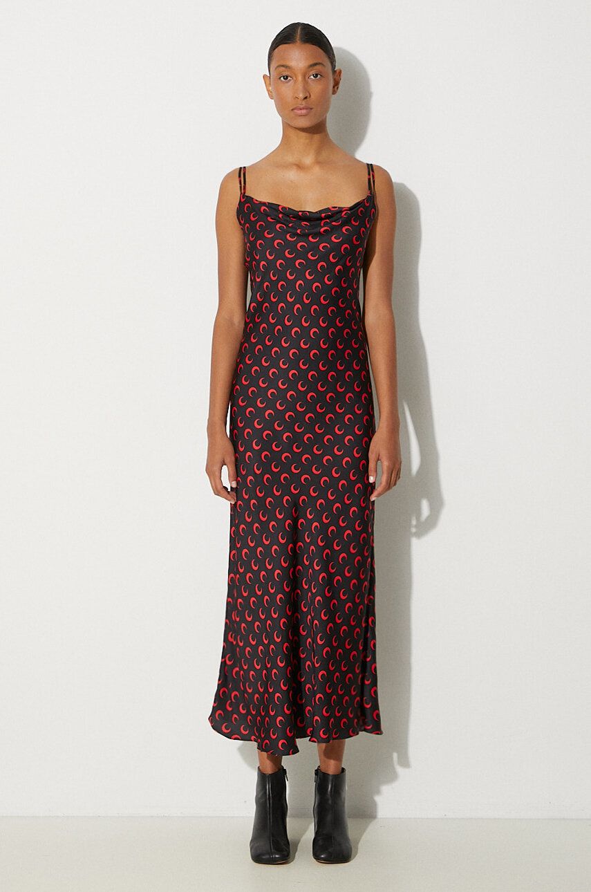 Kjole Marine Serre Moon Printed Flou Long Slip Dress Sort | WDR302A.CWOV0040, 0