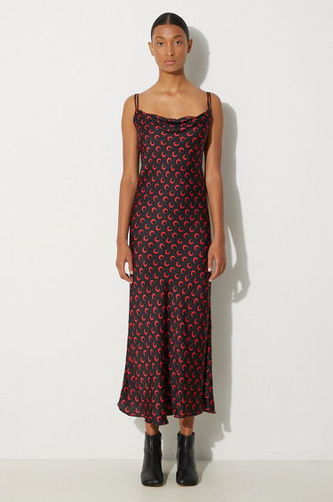 Kjole Marine Serre Moon Printed Flou Long Slip Dress Sort | WDR302A.CWOV0040, 0