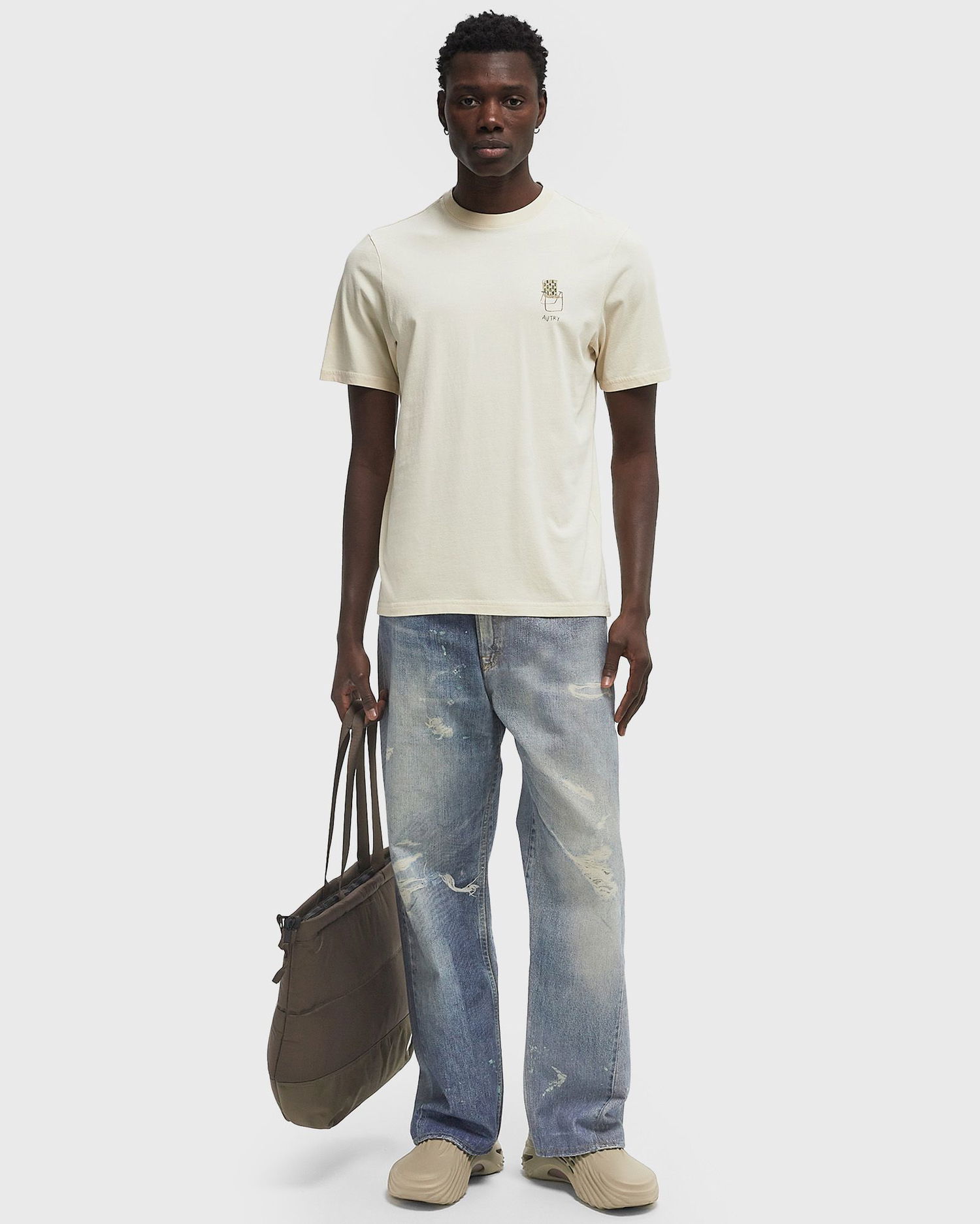 T-shirt Autry Autry Action Shoes Graphic T-Shirt Beige | TSPM87CS, 1