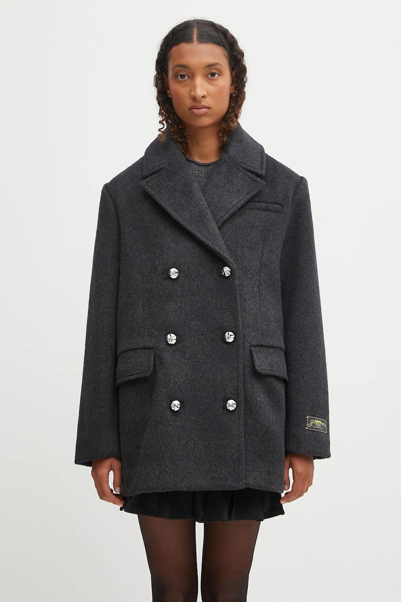 Frakker GANNI GANNI Double Faced Wool Doublebreasted Blazer Grå | W0567