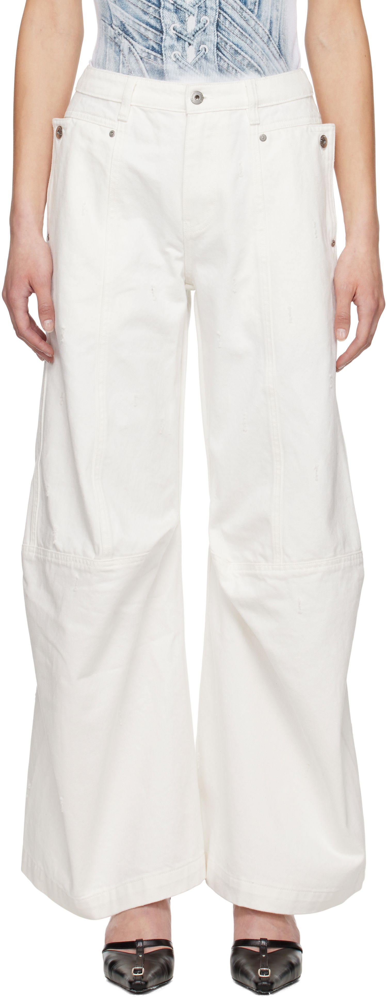 Cargo bukser Feng Chen Wang Feng Chen Wang Cargo Jeans Hvid | FWS19TR03, 0