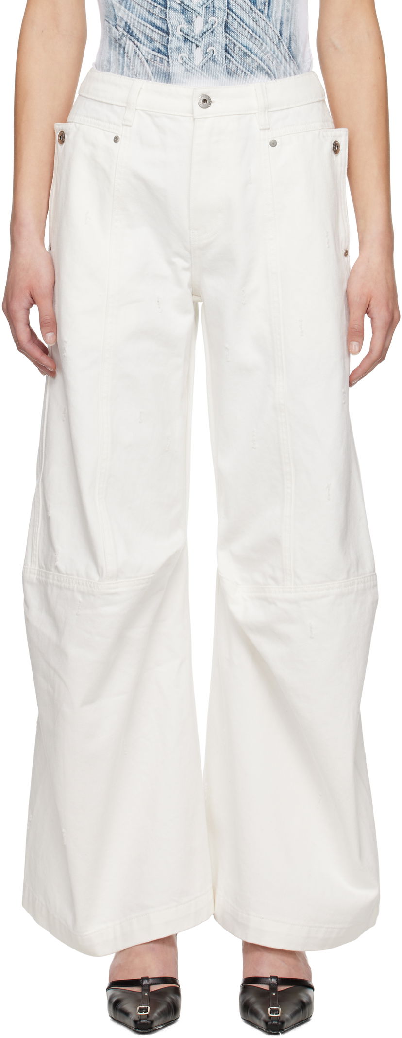 Cargo bukser Feng Chen Wang Feng Chen Wang Cargo Jeans Hvid | FWS19TR03