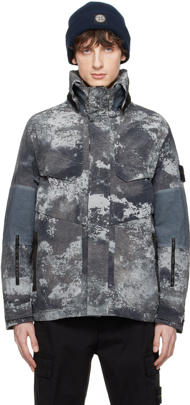 Jakke Stone Island Dissolving Grid Jacket Grå | 8015438E1