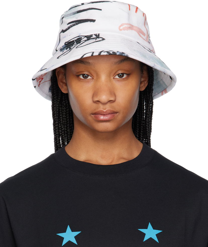 Hat Études Julian Farade Training Print Bucket Hat Hvid | E24MC920A039P4