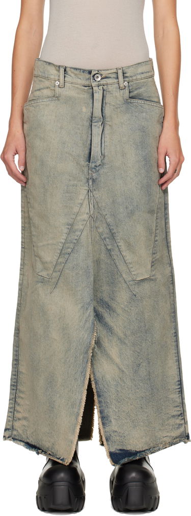 Nederdel Rick Owens Rick Owens Concordians Long Slivered Denim Midi Skirt Blå | RP02E4367 DWG, 0