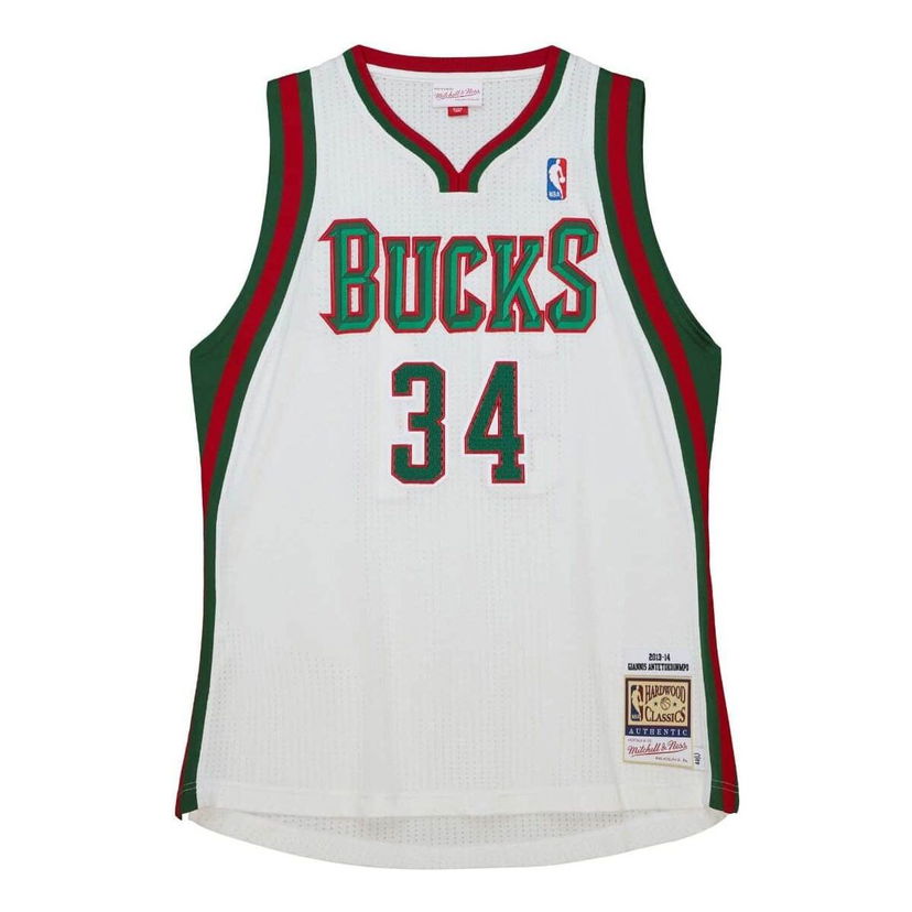 Jersey Mitchell & Ness NBA Milwaukee Bucks Home 2013-14 Jersey Giannis Antetokounmpo 34 Hvid | AJY45681-MBU13GANWHIT