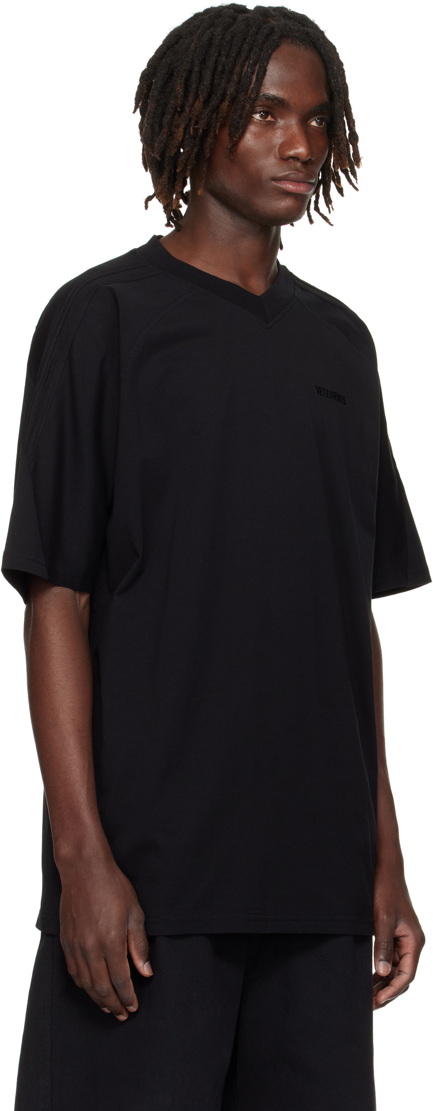 T-shirt VETEMENTS Cut-Up V-Neck T-shirt Sort | UH76TR260B, 1