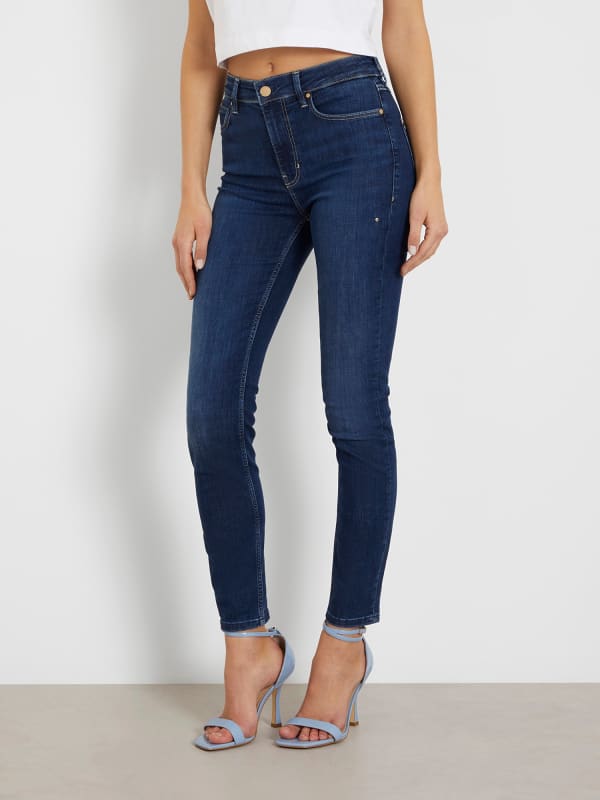 Bukser og jeans GUESS High Rise Skinny Denim Pant Mørkeblå | W4GA46D5B41, 0