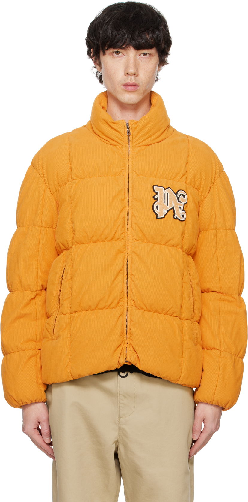 Puffer jakke Palm Angels Corduroy Down Jacket Orange | PMED047F24FAB0012203