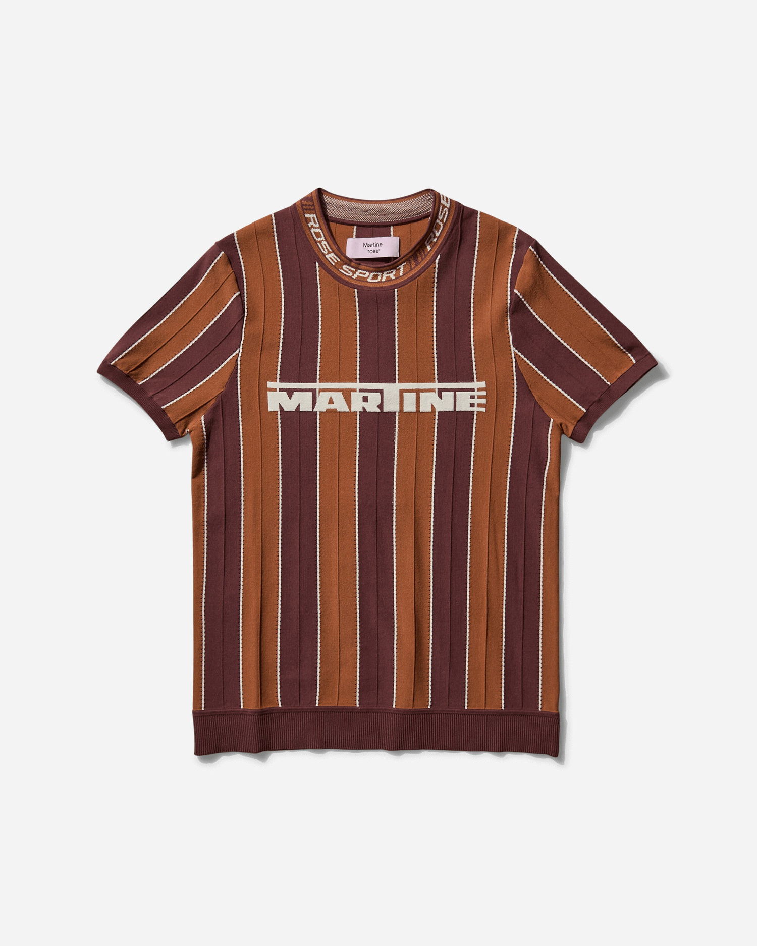 Sweater Martine Rose Striped Knitted T-Shirt Brun | 959YA12700, 0
