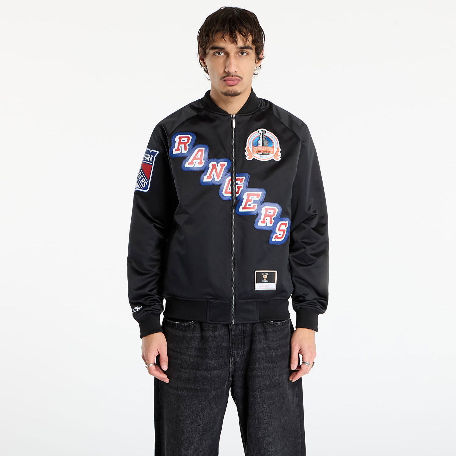 Bomberjakke Mitchell & Ness Maxxed Out NHL Rangers Mark Messier Satin Jacket Sort | JK11279-NYABLCK, 0