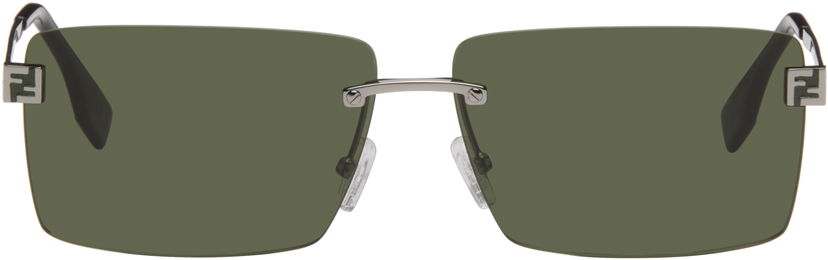 Solbriller FENDI Rectangular Rimless Sky Eyewear with Monogram Temples Grøn | FE40165UM6014N 840126859997