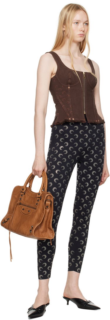 Crop top Marine Serre Marine Serre Moon Jacquard Twill Corset Top Brun | WTO414A CWOV0063, 3