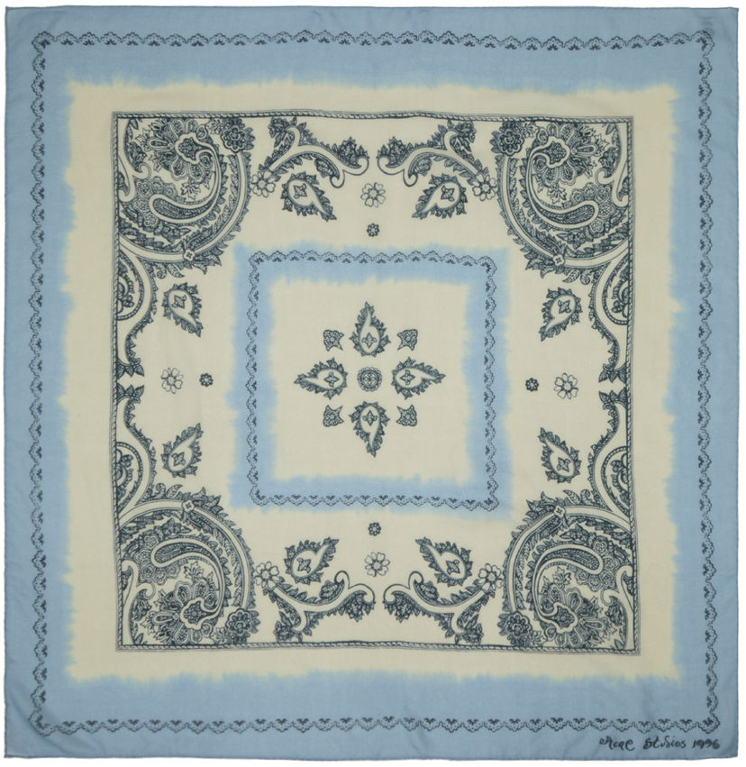 Tørklæde Acne Studios Print Light Wool Scarf Blå | CA0303-