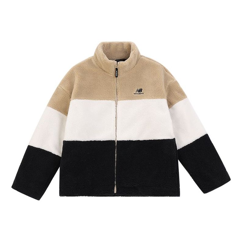 Sweatshirt New Balance Plus Colorblock Patch Detail Teddy Jacket Brun | 6DC44823-BEI, 0