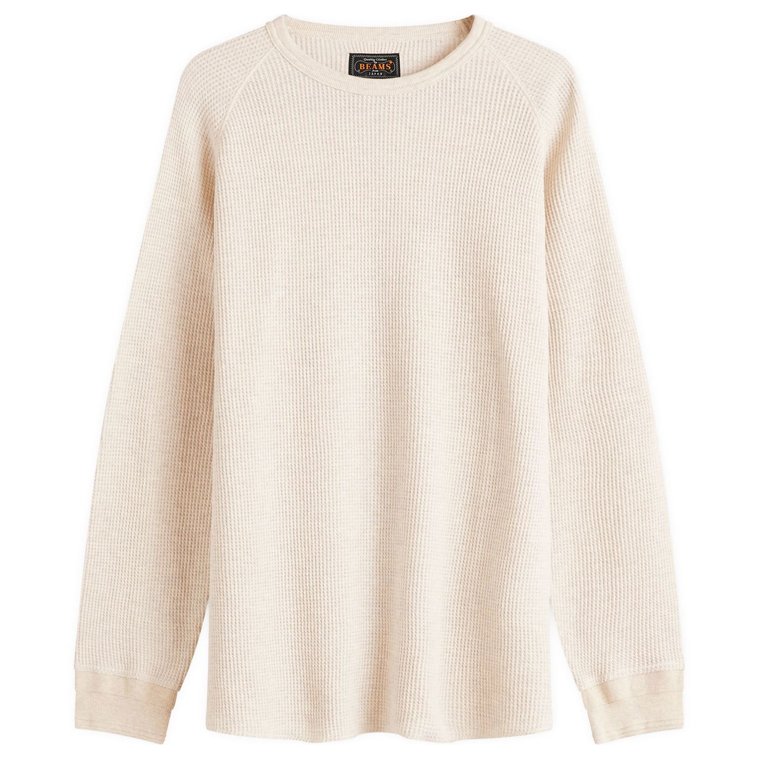 Sweater BEAMS Beams Plus Long Sleeve Thermal T-Shirt, Size Large Beige | 3814-0057-156-09, 0