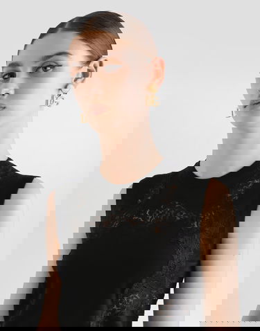 Tanktop Dolce & Gabbana Dolce & Gabbana Wool and Lace Tank Top Sort | FXT02TJDVCSN0000, 3