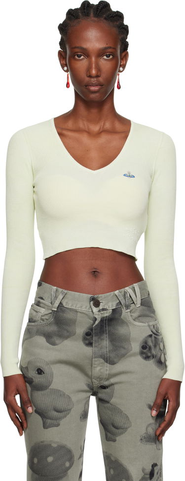 Sweater Vivienne Westwood Vivienne Westwood Bea Cropped V-Neck Sweater Grøn | 1803004W-Y003K-, 0