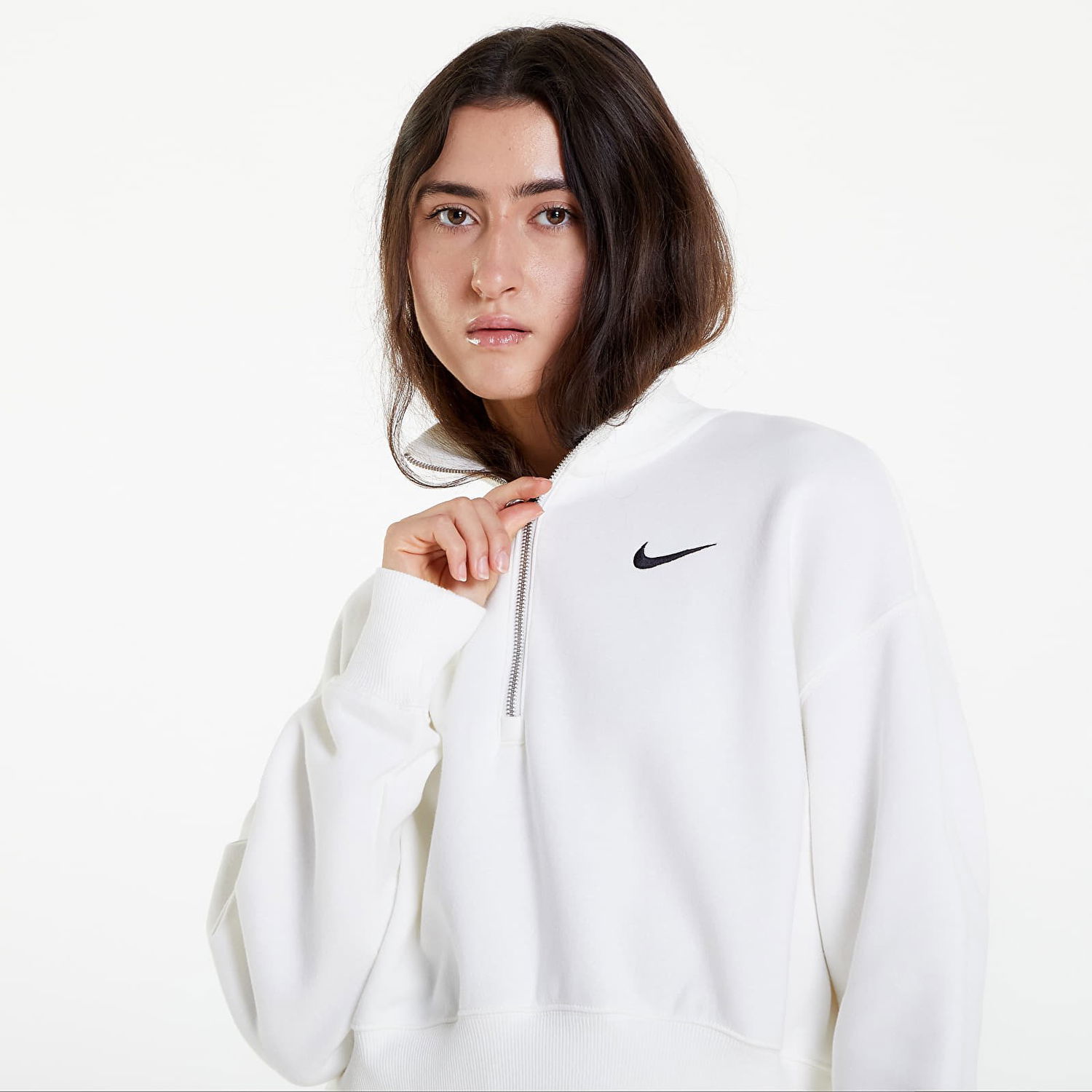 Sweatshirt Nike Phoenix Fleece 1/2-Zip Oversized Crop Sweatshirt Hvid | DQ5767-133, 0