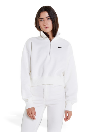Sweatshirt Nike Phoenix Fleece 1/2-Zip Oversized Crop Sweatshirt Hvid | DQ5767-133